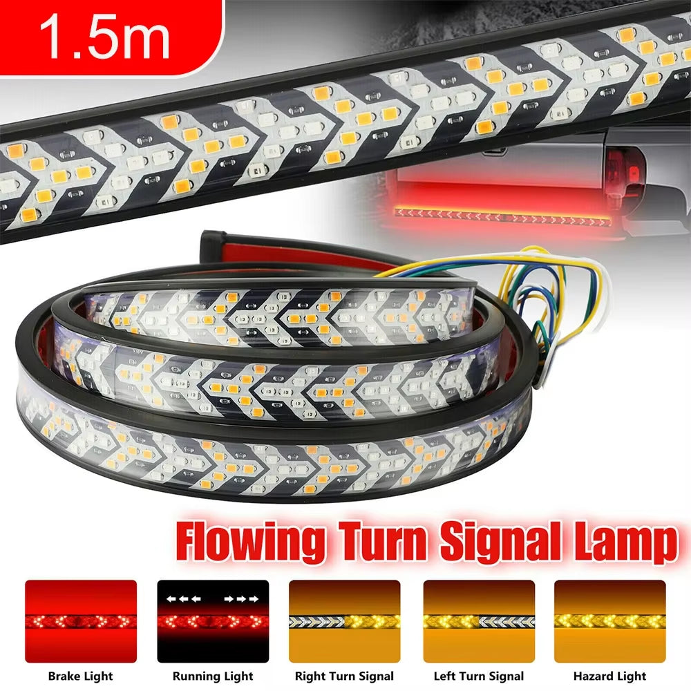 Car Strip Turn Signal Lamp Flowing Dynamic Warning Brake Reverse Tail Light Truck LED Tailgate Light Arrow LED Strip 12V 24V