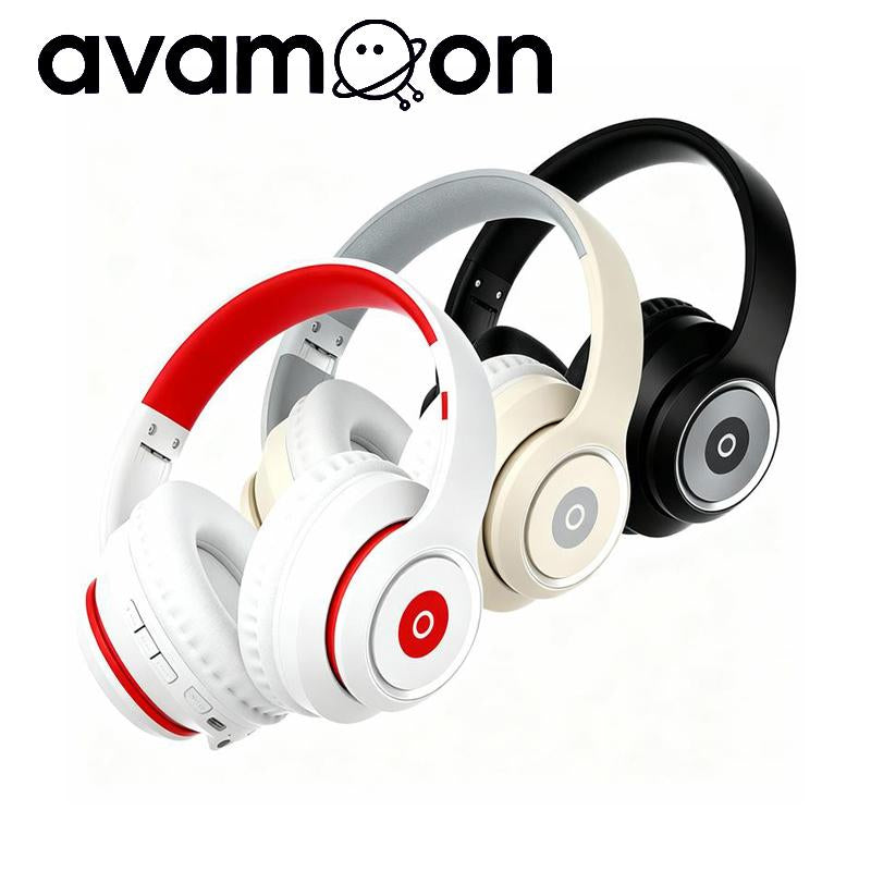 Avamoon Wireless Over-Ear Headphones Foldable Bluetooth with Deep Bass Noise-Cancelling Stereo Sound Comfortable Fit for Gaming Phones & Computers