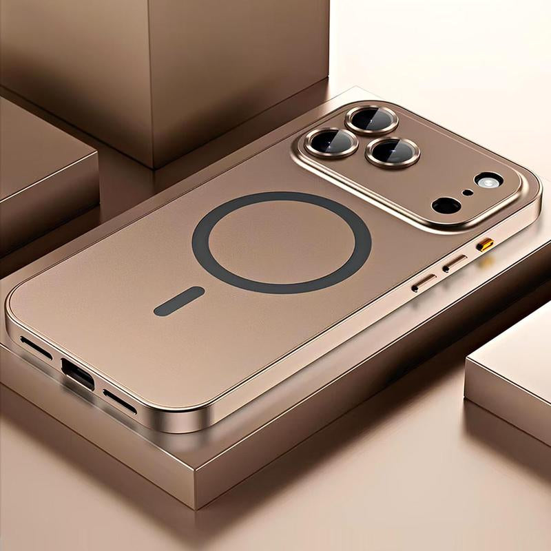 Alloy Aluminum Metal Frame with Magsafe Magnetic PC Backboard (Not a Full Metal Case), Phone Case for Iphone 17 Pro Max 17 Air 17Pro 16 15 14 13 12 Pro Max, Ultra Thin Phone Cover with Full Coverage Lens Protector,Wireless Charging Durable Shockproof Case