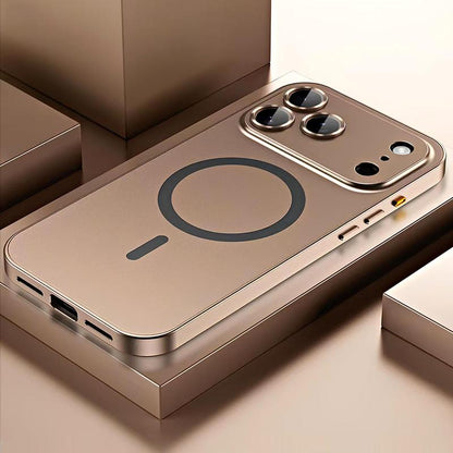 Alloy Aluminum Metal Frame with Magsafe Magnetic PC Backboard (Not a Full Metal Case), Phone Case for Iphone 17 Pro Max 17 Air 17Pro 16 15 14 13 12 Pro Max, Ultra Thin Phone Cover with Full Coverage Lens Protector,Wireless Charging Durable Shockproof Case