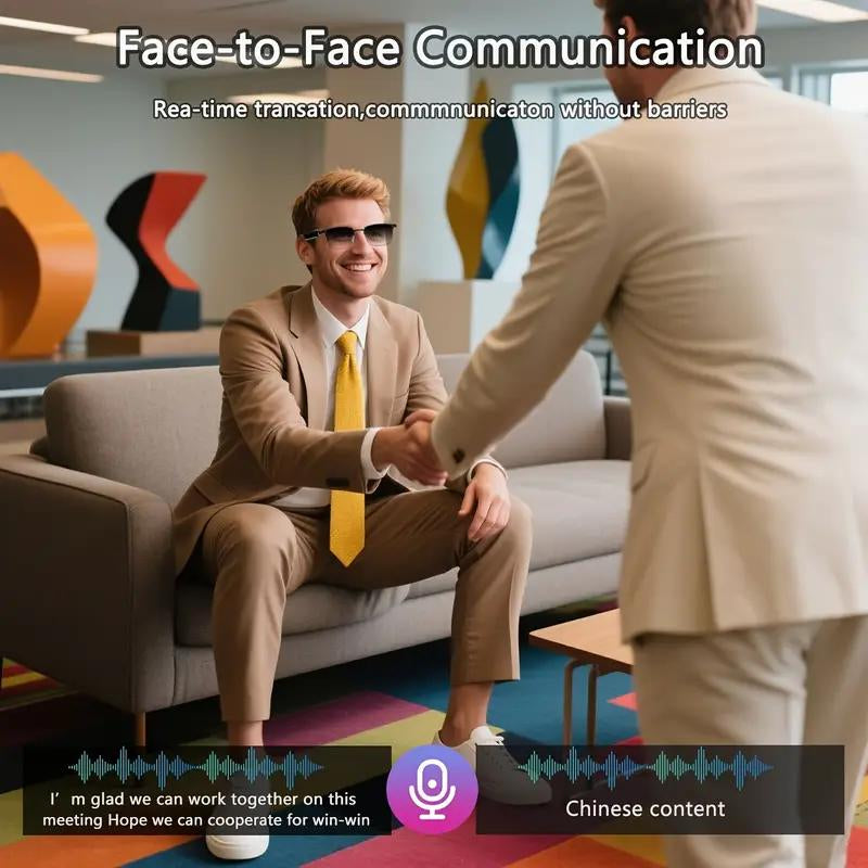 High-End AI Semi-Rimless Smart Glasses 164-Language Real-Time Translation | Open-Ear HD Audio, Bluetooth Calls & Music | Stylish Photochromic Lenses | Hands-Free, Lightweight & Comfortable for Daily Wear, Travel & Commuting | Perfect Gift for Tech Lovers