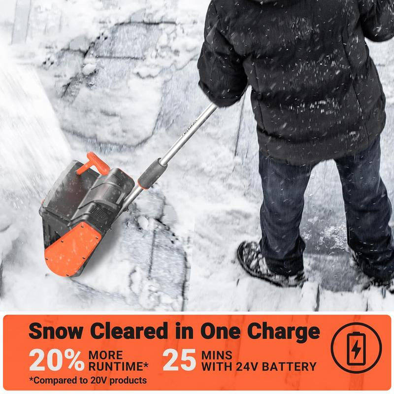 Voltask Cordless Snow Shovel 24V 13-Inch 4-Ah Battery Snow Blower with Directional Plate Adjustable Front Handle Quick Charger Included