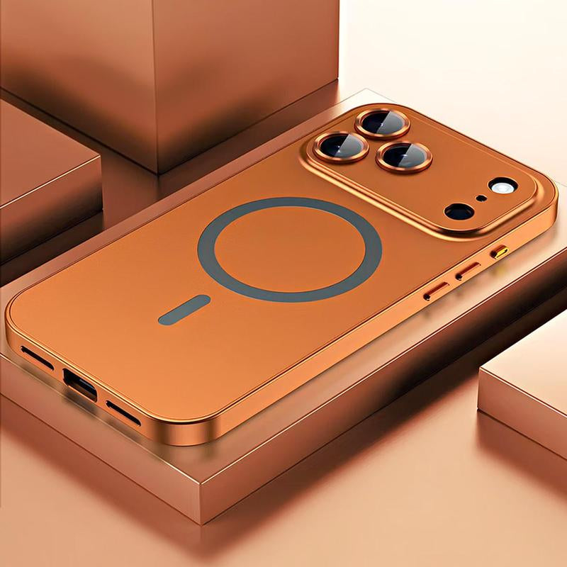 Alloy Aluminum Metal Frame with Magsafe Magnetic PC Backboard (Not a Full Metal Case), Phone Case for Iphone 17 Pro Max 17 Air 17Pro 16 15 14 13 12 Pro Max, Ultra Thin Phone Cover with Full Coverage Lens Protector,Wireless Charging Durable Shockproof Case