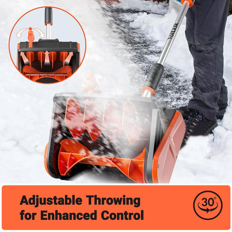 Voltask Cordless Snow Shovel 24V 13-Inch 4-Ah Battery Snow Blower with Directional Plate Adjustable Front Handle Quick Charger Included