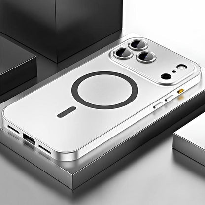 Alloy Aluminum Metal Frame with Magsafe Magnetic PC Backboard (Not a Full Metal Case), Phone Case for Iphone 17 Pro Max 17 Air 17Pro 16 15 14 13 12 Pro Max, Ultra Thin Phone Cover with Full Coverage Lens Protector,Wireless Charging Durable Shockproof Case