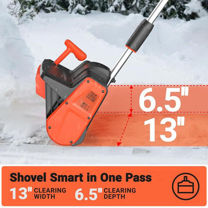Voltask Cordless Snow Shovel 24V 13-Inch 4-Ah Battery Snow Blower with Directional Plate Adjustable Front Handle Quick Charger Included