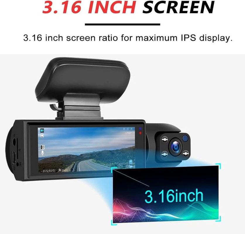 LASATE Multi-Channel Dash Cam 1080P Car Camera, Front Dash Camera for Cars, Mini Twistex Dashcams for Cars with Night Vision, Recording with 64/128/256GB