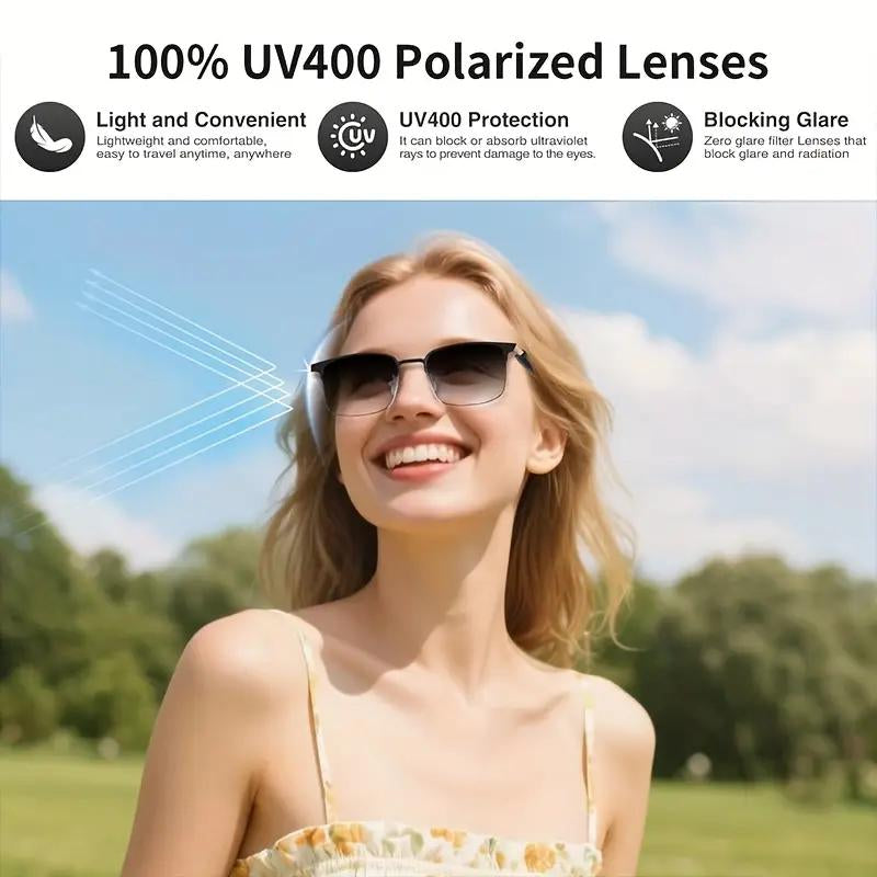 High-End AI Semi-Rimless Smart Glasses 164-Language Real-Time Translation | Open-Ear HD Audio, Bluetooth Calls & Music | Stylish Photochromic Lenses | Hands-Free, Lightweight & Comfortable for Daily Wear, Travel & Commuting | Perfect Gift for Tech Lovers