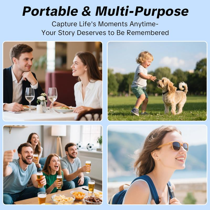 【Christmas Gift】W&O Portable 2.5K Ultra HD Video Recorder with 180° Rotating Lens Handheld Stabilizer Pocket Camera Full Body for Vlogging Travel Daily Life Recording USB Rechargeable Black Durable Construction Camcorder