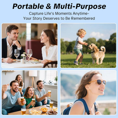 【Christmas Gift】W&O Portable 2.5K Ultra HD Video Recorder with 180° Rotating Lens Handheld Stabilizer Pocket Camera Full Body for Vlogging Travel Daily Life Recording USB Rechargeable Black Durable Construction Camcorder